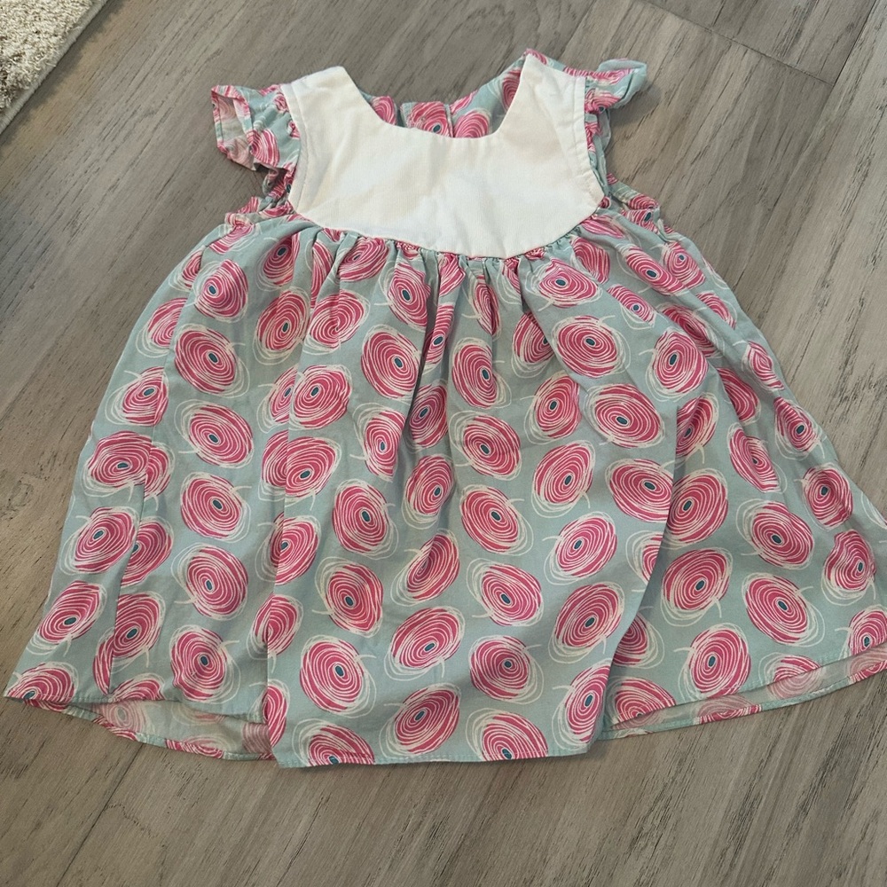 Ricrac and ruffles Charming Pink and White Kids Dress